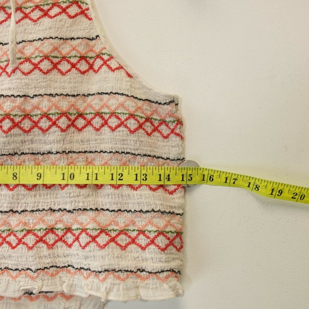 AE AMERICAN EAGLE OUTFITTERS Ivory White Crop Top MEDIUM Halter Smocked - Picture 6 of 9